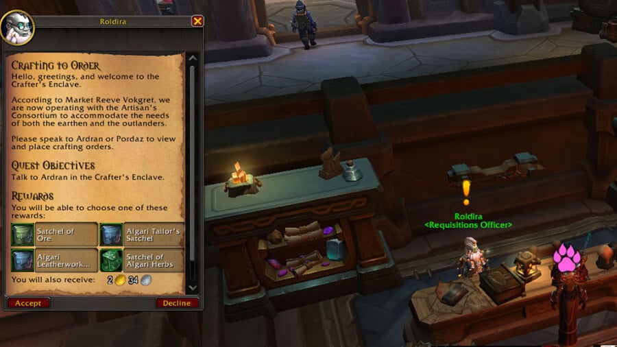 Easy Artisan's Acuity and Profession Materials Quest in The War Within