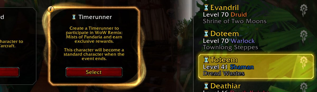 Levelling Alts to Farm Bronze in MoP Remix