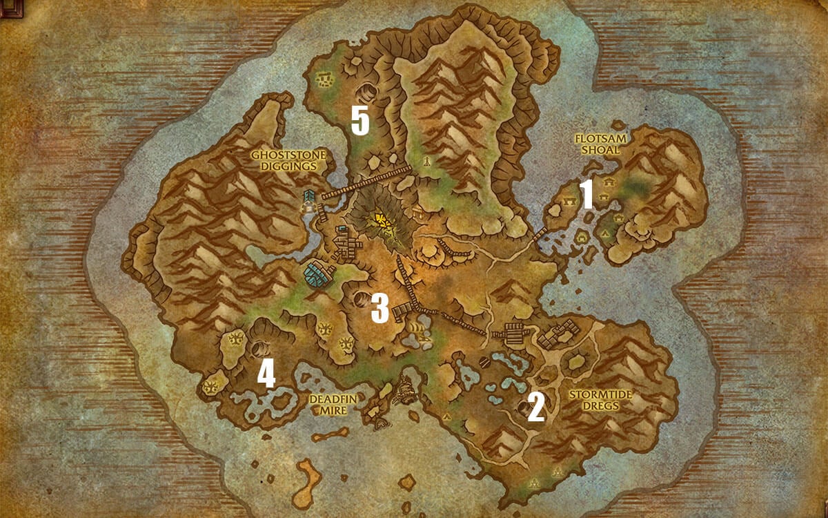 A map Highlighting the key locations on Sire Isle