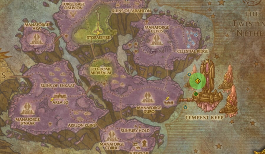 The Botanica Dungeon Location Map