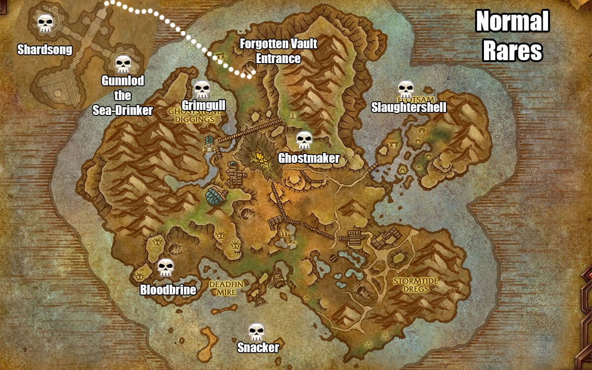 Map of normal rares on Siren Isle