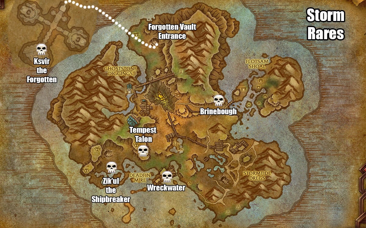 Map of Siren Isle Storm Rares