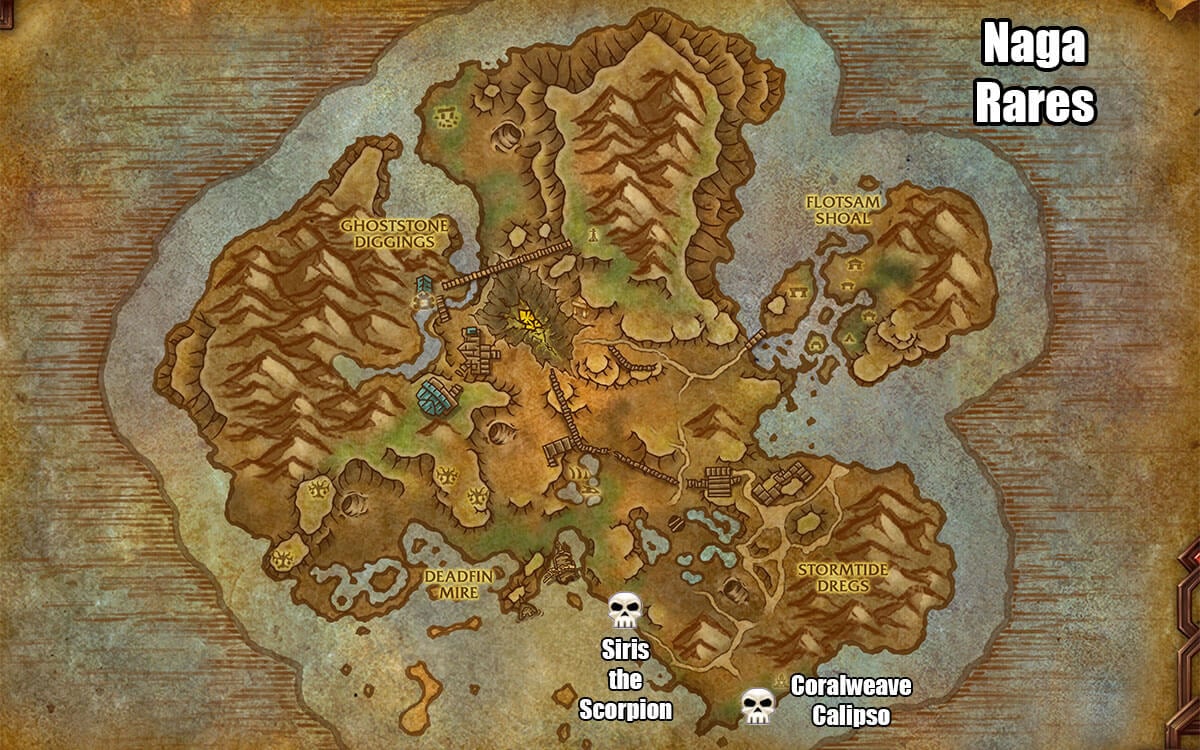 Map of Naga Rares on Siren Isle